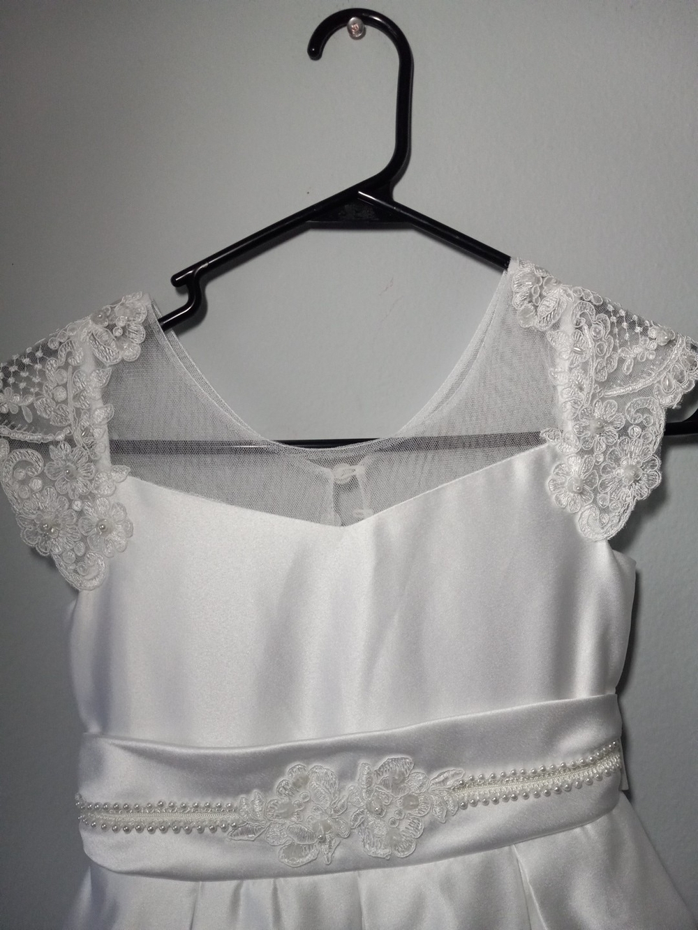 Bonnie Jean Wedding Flower Girl Or Communion White Satin Girls' Dress Size 7 - Picture 3 of 10